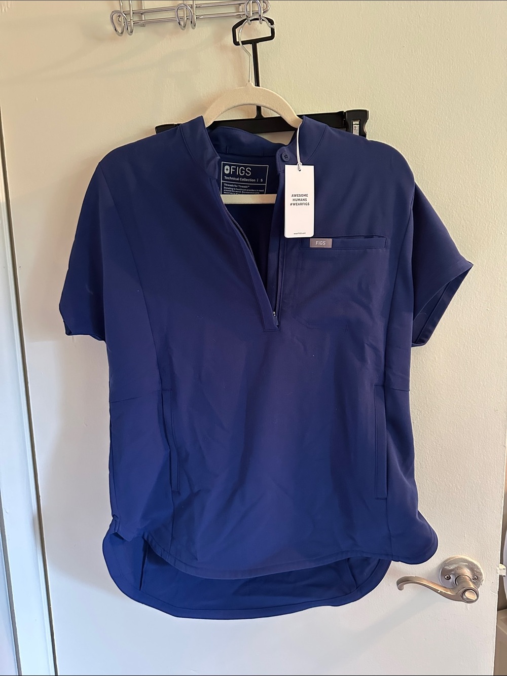 Figs Sapphire Blue Scrub Top, S